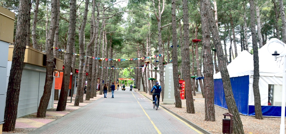 Парковая зона для прогулок с игровыми площадками